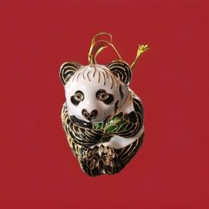 Cloisonné Enameled Panda Bear Ornament Christmas Ornament Decoration 2.5x3 Inche
